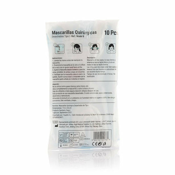 Mascarilla Quirúrgica Desechable de 3 Capas Tipo I Model B (Pack de 10)