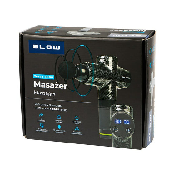 Pistola de Masaje para Relajación y Recuperación Muscular Blow Wave 5000 Negro Gris 200 W 2200 mAh