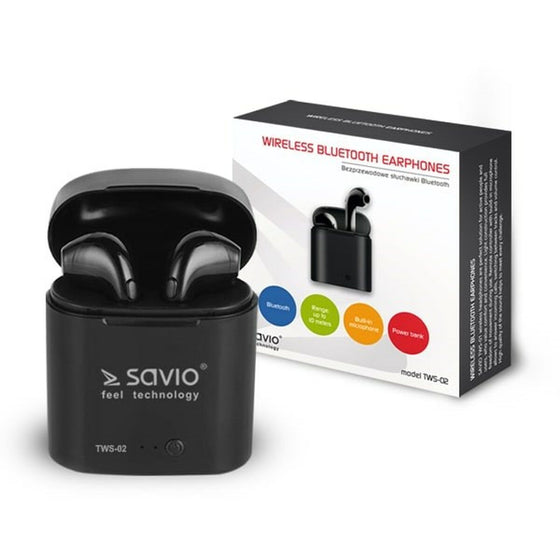 Auriculares in Ear Bluetooth Savio TWS-02 Negro Grafito