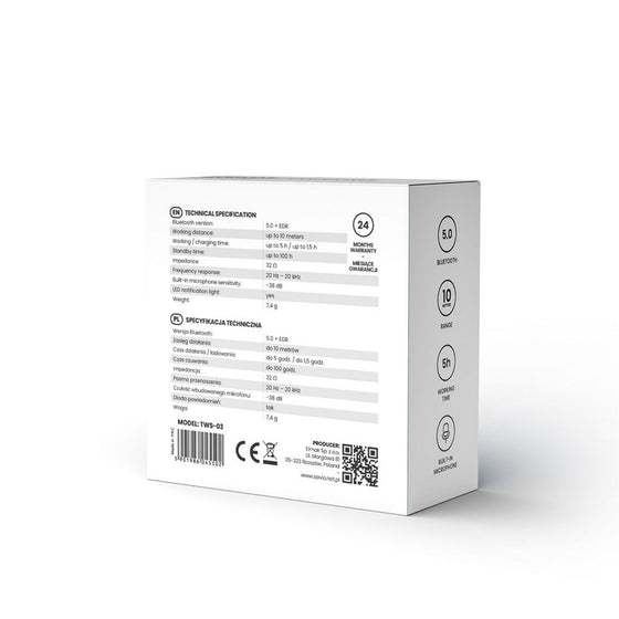 Auriculares in Ear Bluetooth Savio TWS-03 Negro Grafito