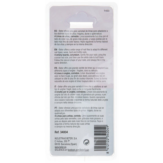 Lima de uñas Beter Lima 4 Piezas