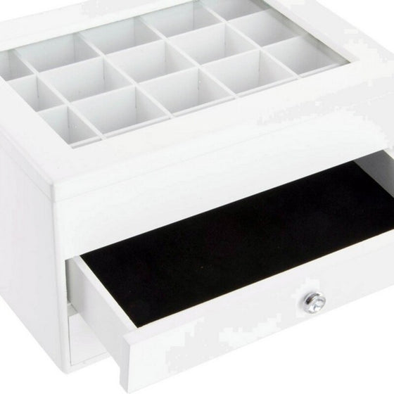 Caja-Joyero DKD Home Decor Cristal Blanco Madera MDF 25 x 19 x 15 cm