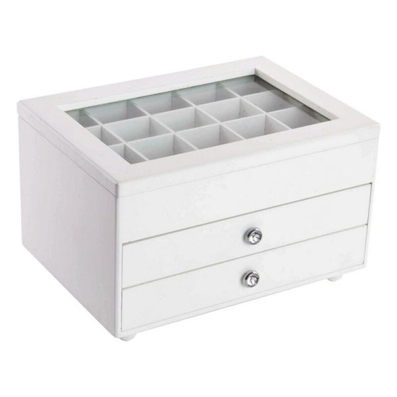 Caja-Joyero DKD Home Decor Cristal Blanco Madera MDF 25 x 19 x 15 cm