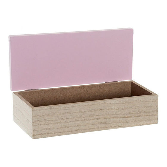 Caja Decorativa DKD Home Decor 8424001735303 Natural Madera Madera MDF 22 x 6 x 9 cm (2 Unidades)