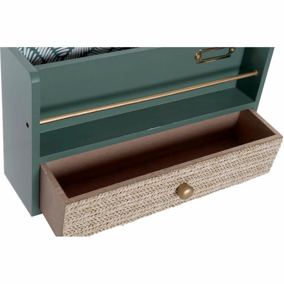 Organizador Multiusos DKD Home Decor LD-181379 Verde Polipropileno Madera MDF 30 x 9 x 17 cm (2 Unidades)
