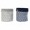 Cesta DKD Home Decor 8424001856428 39 x 39 x 43 cm Gris Poliéster Blanco Azul marino Boho Hoja de planta (2 Unidades)