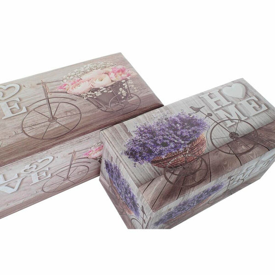 Caja Multiusos DKD Home Decor Plegable 71,5 x 35 x 36 cm Gris Bicicleta Rosa Lila Poliuretano (2 Unidades)