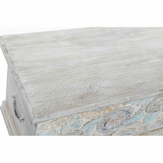 Arcón DKD Home Decor Blanco Latón Madera de mango 116 x 40 x 45 cm