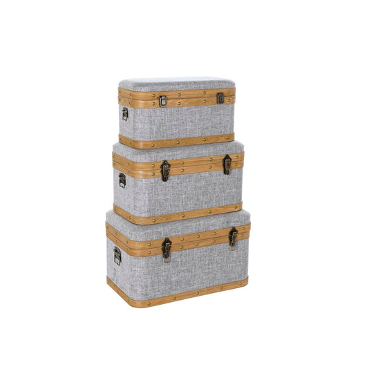Juego de Baúles DKD Home Decor 60 x 36 x 34 cm Natural Gris Madera