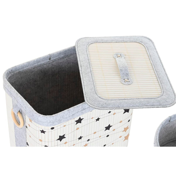 Juego de Cestos DKD Home Decor Estrellas Bambú Fieltro (41 x 31 x 42 cm) (4 Piezas)