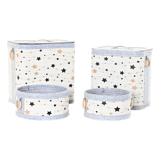 Juego de Cestos DKD Home Decor Estrellas Bambú Fieltro (41 x 31 x 42 cm) (4 Piezas)