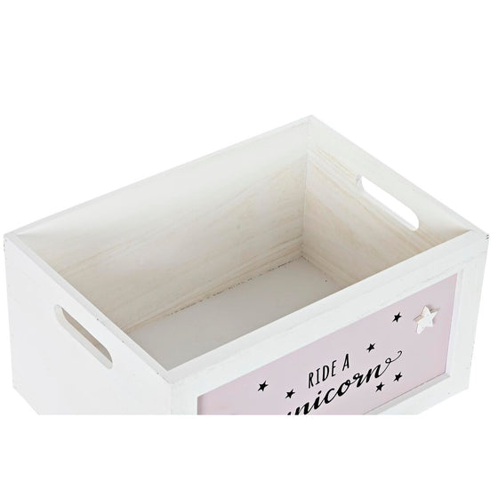 Juego de Cestos DKD Home Decor Blanco Infantil Madera de Paulonia (40 x 30 x 55 cm) (5 Piezas)