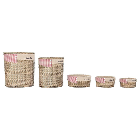 Juego de Cestos DKD Home Decor Natural Poliéster Mimbre (51 x 37 x 56 cm) (5 Piezas)