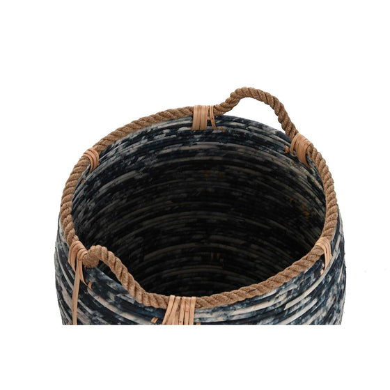 Juego de Cestas DKD Home Decor Blanco Negro Plástico Boho 56 x 56 x 60 cm 52 x 52 x 60 cm