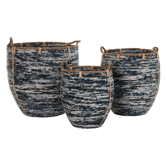 Juego de Cestas DKD Home Decor Blanco Negro Plástico Boho 56 x 56 x 60 cm 52 x 52 x 60 cm