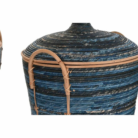 Juego de Cestas DKD Home Decor Azul Negro Boho 51 x 51 x 65 cm