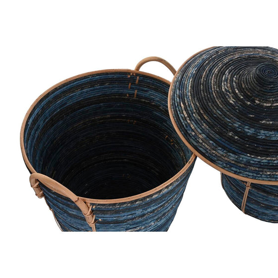Juego de Cestas DKD Home Decor Azul Negro Boho 51 x 51 x 65 cm