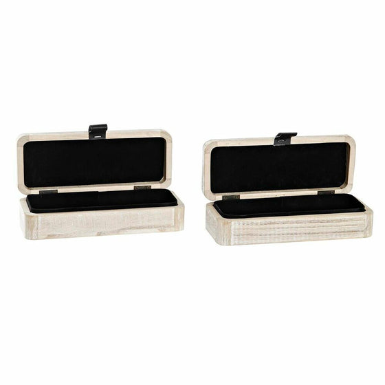 Caja-Joyero DKD Home Decor Natural Madera MDF 20 x 8 x 5 cm (2 Unidades)