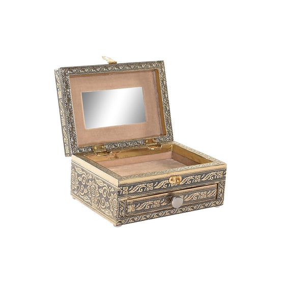Caja-Joyero DKD Home Decor 17,5 x 12,5 x 8,5 cm Champán Beige Madera Aluminio