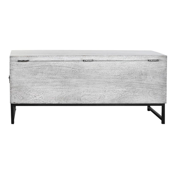 Baúl DKD Home Decor Cerámica Gris Blanco Madera de mango (116 x 40 x 50 cm)