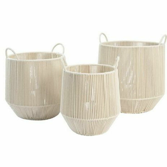 Juego de Cestas DKD Home Decor Beige Metal Algodón (38 x 38 x 45 cm)