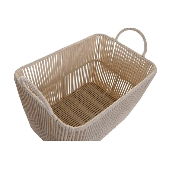 Juego de Cestas DKD Home Decor Beige Metal Algodón (39 x 29 x 31 cm)