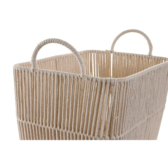 Juego de Cestas DKD Home Decor Beige Metal Algodón (39 x 29 x 31 cm)