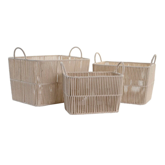 Juego de Cestas DKD Home Decor Beige Metal Algodón (39 x 29 x 31 cm)