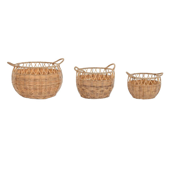 Juego de Cestas DKD Home Decor Natural Metal PE (38 x 38 x 27 cm)