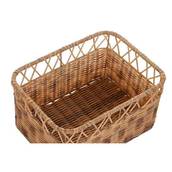 Juego de Cestas DKD Home Decor Natural Metal PE (42 x 32 x 22 cm)