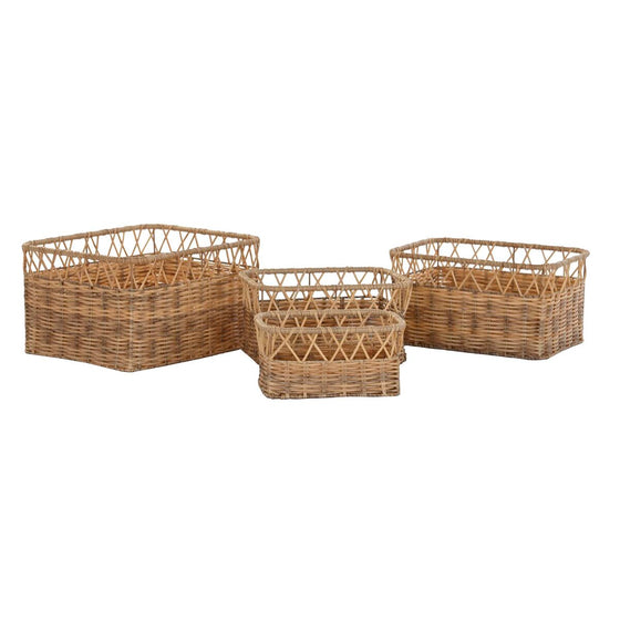 Juego de Cestas DKD Home Decor Natural Metal PE (42 x 32 x 22 cm)