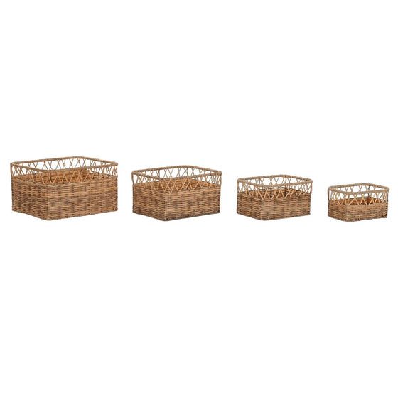 Juego de Cestas DKD Home Decor Natural Metal PE (42 x 32 x 22 cm)