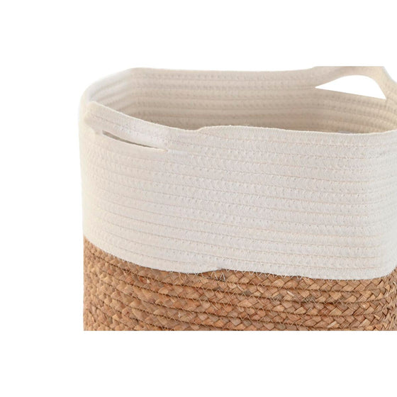 Cesta Decorativa DKD Home Decor Algodón Blanco Fibra natural (36 x 36 x 52 cm)