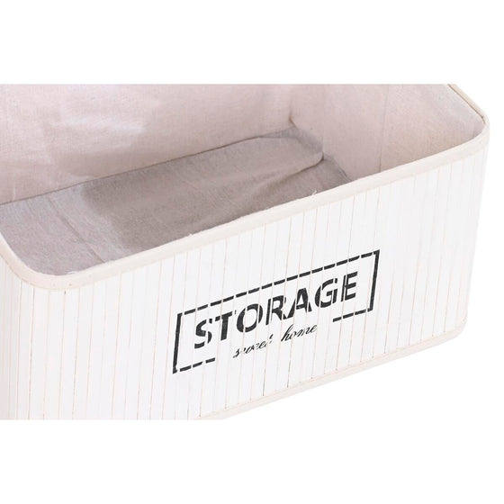 Juego de Cestos DKD Home Decor Poliéster Blanco Bambú (40 x 30 x 46 cm)