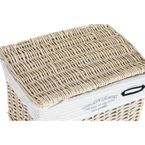 Juego de Cestos DKD Home Decor Beige Poliéster Mimbre (44 x 34 x 56 cm)