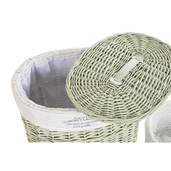 Juego de Cestos DKD Home Decor Verde Mimbre 51 x 37 x 56 cm