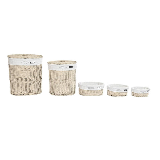 Juego de Cestos DKD Home Decor 51 x 37 x 56 cm 52 x 38 x 56 cm Beige Mimbre