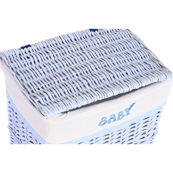 Juego de Cestos DKD Home Decor Azul Poliéster Infantil Mimbre (44 x 34 x 56 cm)