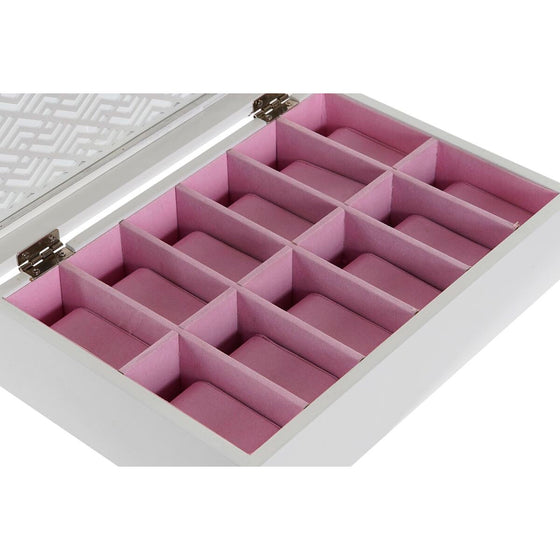 Caja para Relojes DKD Home Decor 29 x 20 x 9 cm Cristal Blanco Rosa claro Madera MDF
