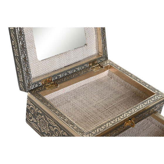 Caja-Joyero DKD Home Decor 17,5 x 12,5 x 8,5 cm Champán Natural Aluminio