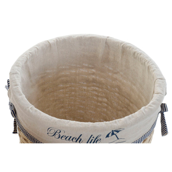 Juego de Cestas DKD Home Decor 47 x 47 x 56 cm Beige Azul 3 Piezas Espirales