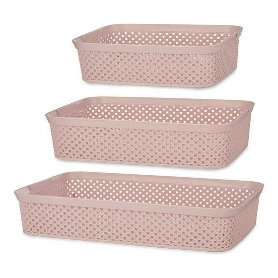 Caja Multiusos Rosa Plástico (3 pcs)