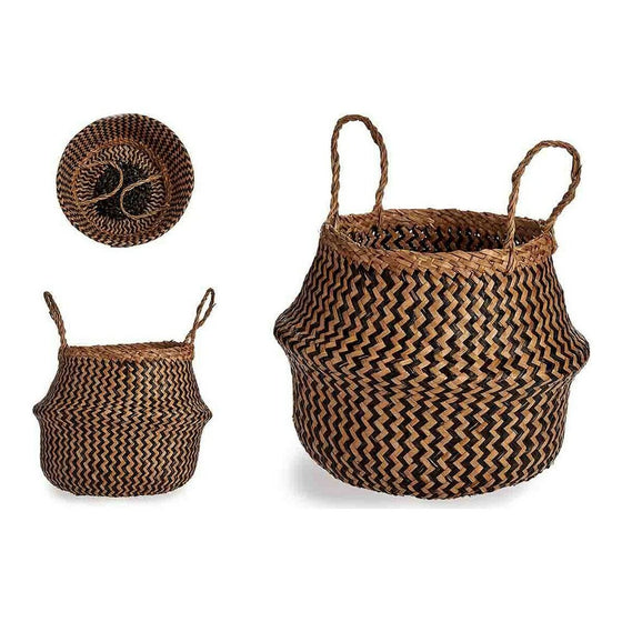Cesto Marrón Negro Natural Junco 8 L 31 x 38 x 31 cm