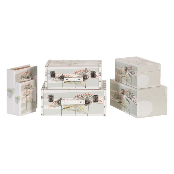 Juego de Baúles 34,5 x 24,5 x 14 cm Flores Lona DMF (2 Piezas)