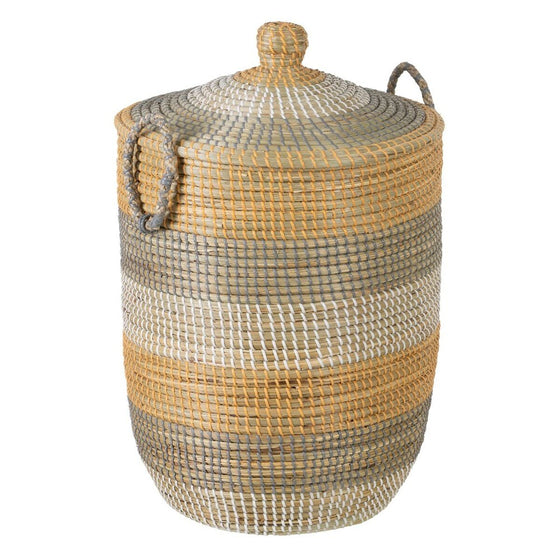 Juego de Cestos Gris Natural Algas marinas Fibra natural 38 x 38 x 58 cm (2 Piezas)