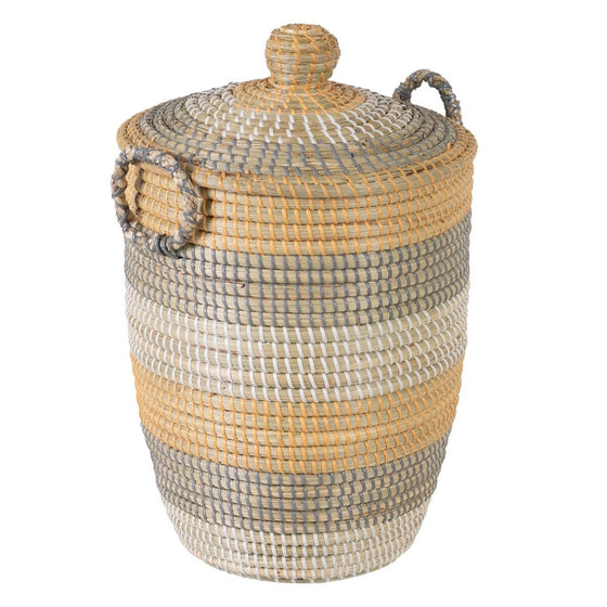 Juego de Cestos Gris Natural Algas marinas Fibra natural 38 x 38 x 58 cm (2 Piezas)