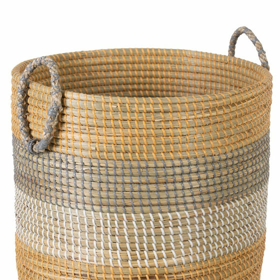 Juego de Cestos Gris Natural Algas marinas Fibra natural 38 x 38 x 58 cm (2 Piezas)