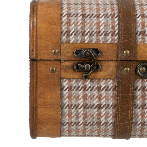 Juego de Baúles 50 x 36 x 20 cm Tejido Sintético Madera Cuadros (2 Piezas)