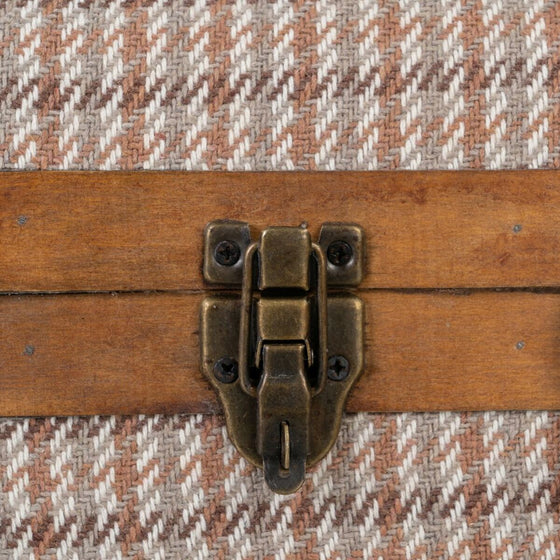 Juego de Baúles 80 x 41,5 x 25 cm Tejido Sintético Madera Cuadros (2 Piezas)