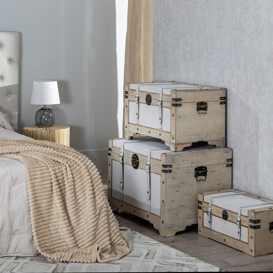 Juego de Baúles 75 x 47 x 51 cm Tejido Sintético DMF (3 Piezas)